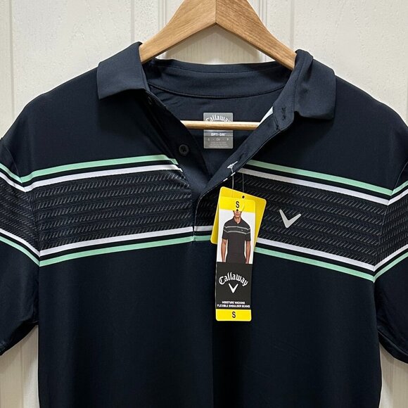 New Callaway Performance Polo Golf Shirt Men Size S Black Opti Dri Short Sleeve - Picture 2 of 11
